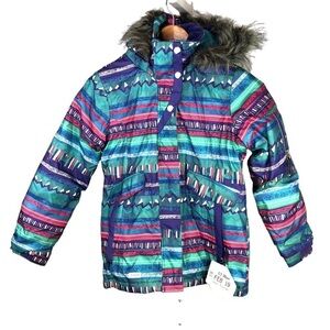Jupa winter snow coat skiing snowboarding purple pink blue geometric size 8